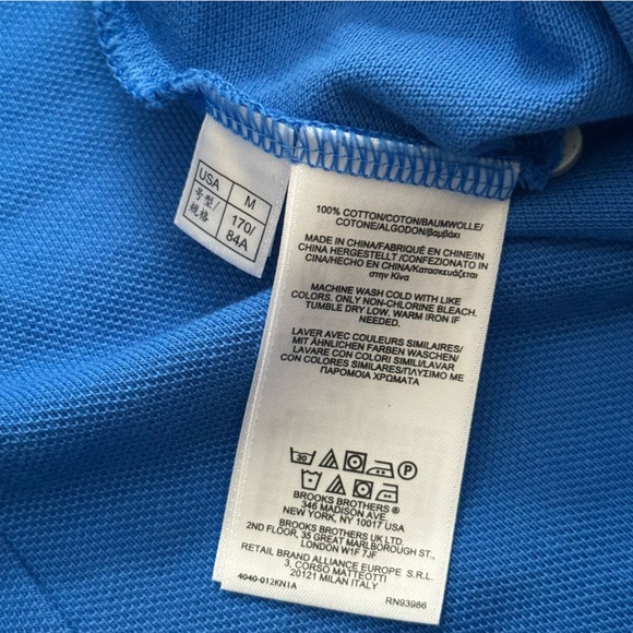 Brooks Womens Polo Shirt Blue Short Sleeve Chambray Collar Polka Dot Trim M - Picture 9 of 9